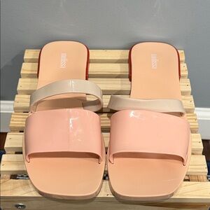 Melissa Jelly Slide Sandals Size 9 Double Strap Nude Pink Neutral size 9